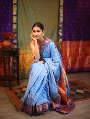 Sky Blue Silk Paithani Saree - SRSBSPS577