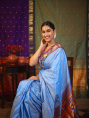 Sky Blue Silk Paithani Saree - SRSBSPS577