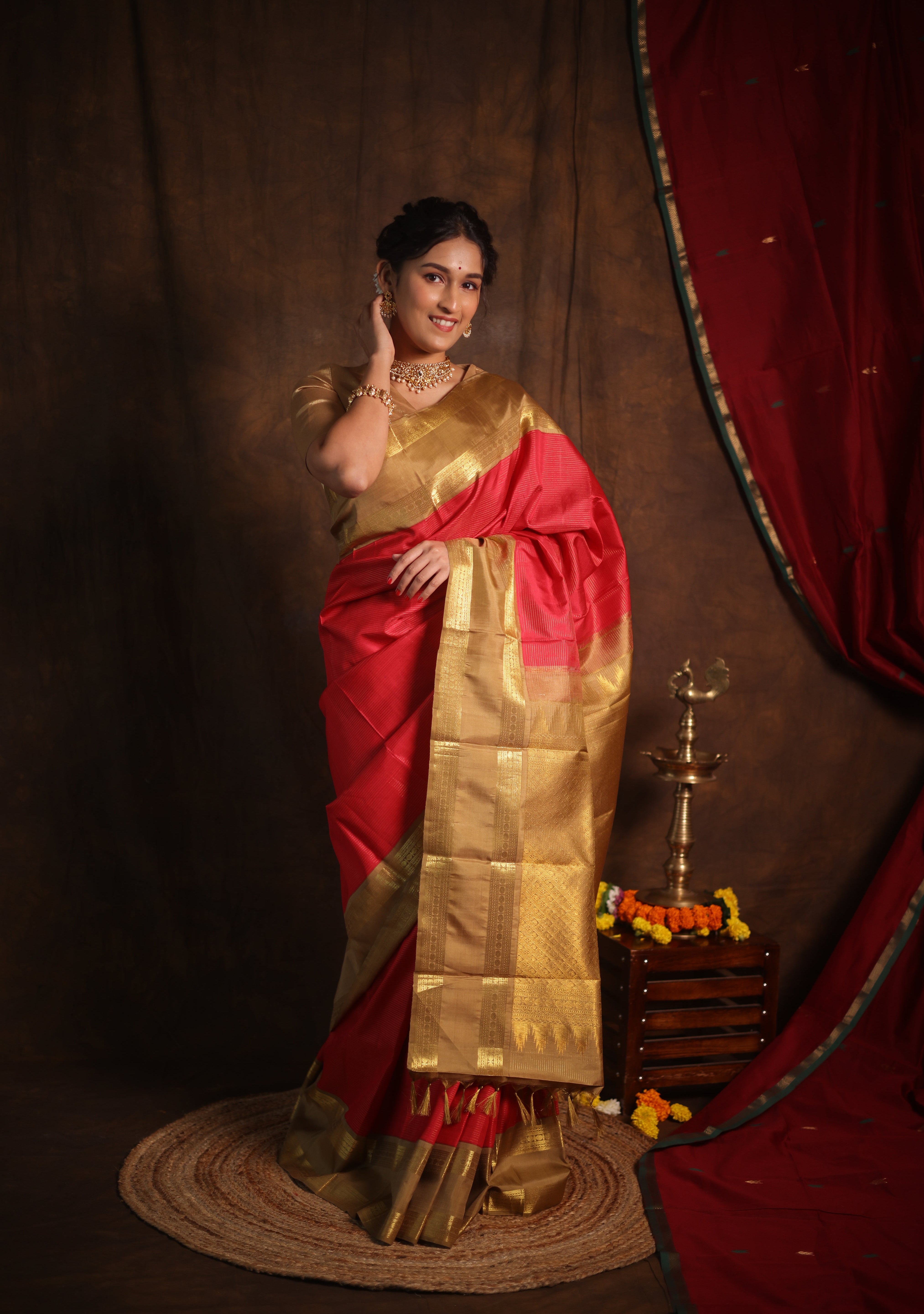 Red Kanjivaram Silk Saree - SRRKSS932