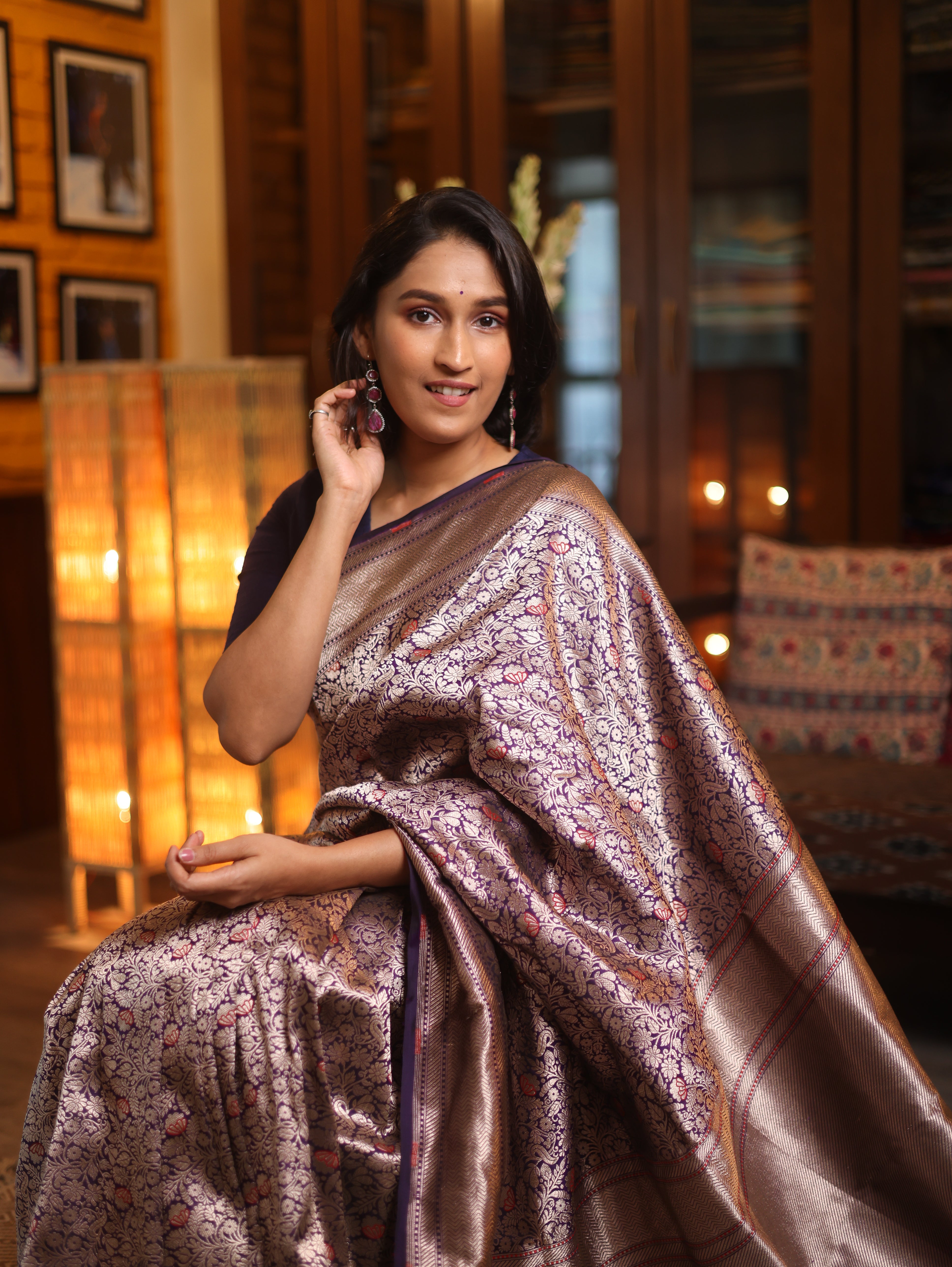 Indivarangi Banarasi Silk Saree - Saavari - SSIBSS24
