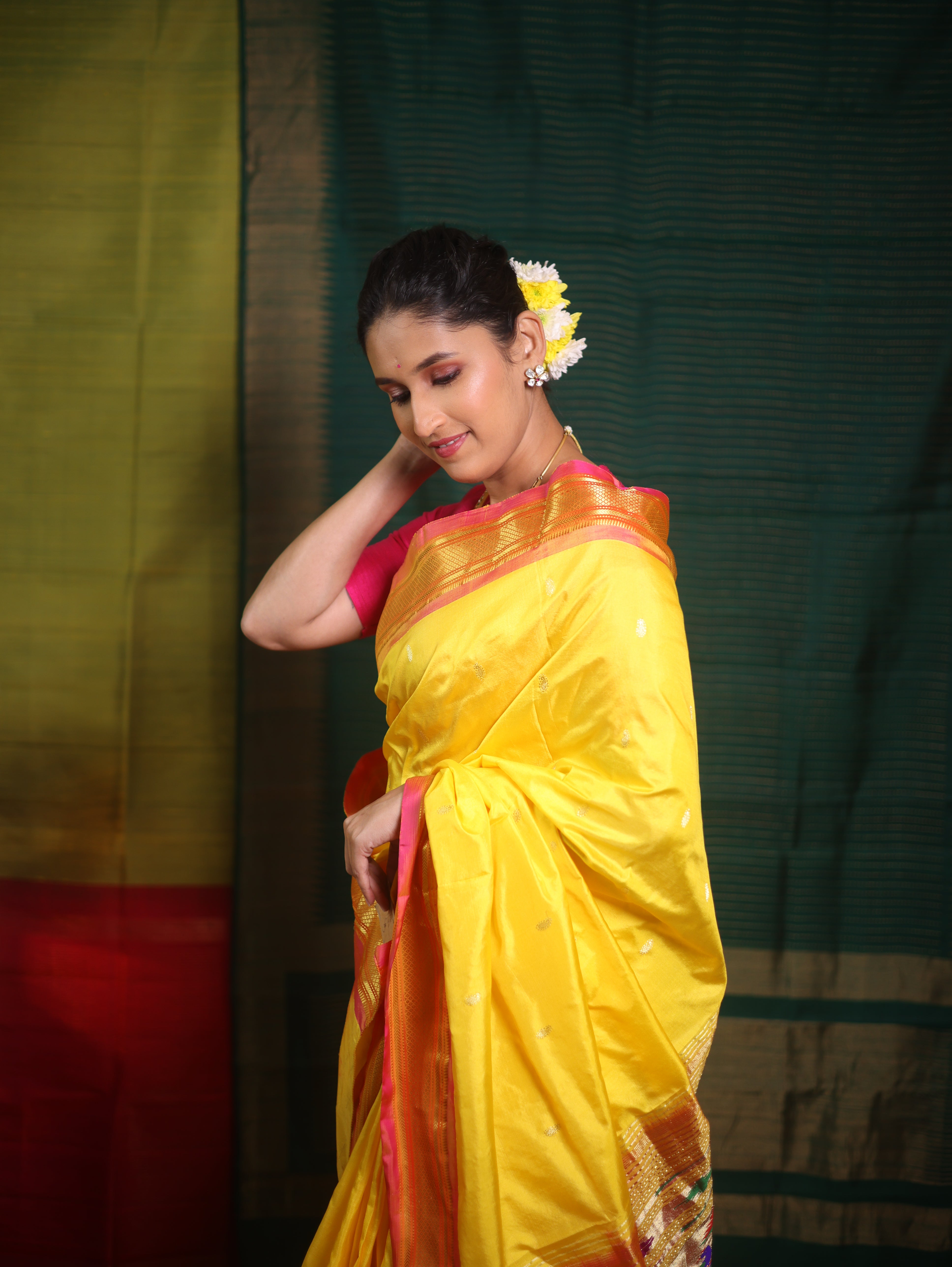 Yellow Silk Paithani Saree - SRYSPS722