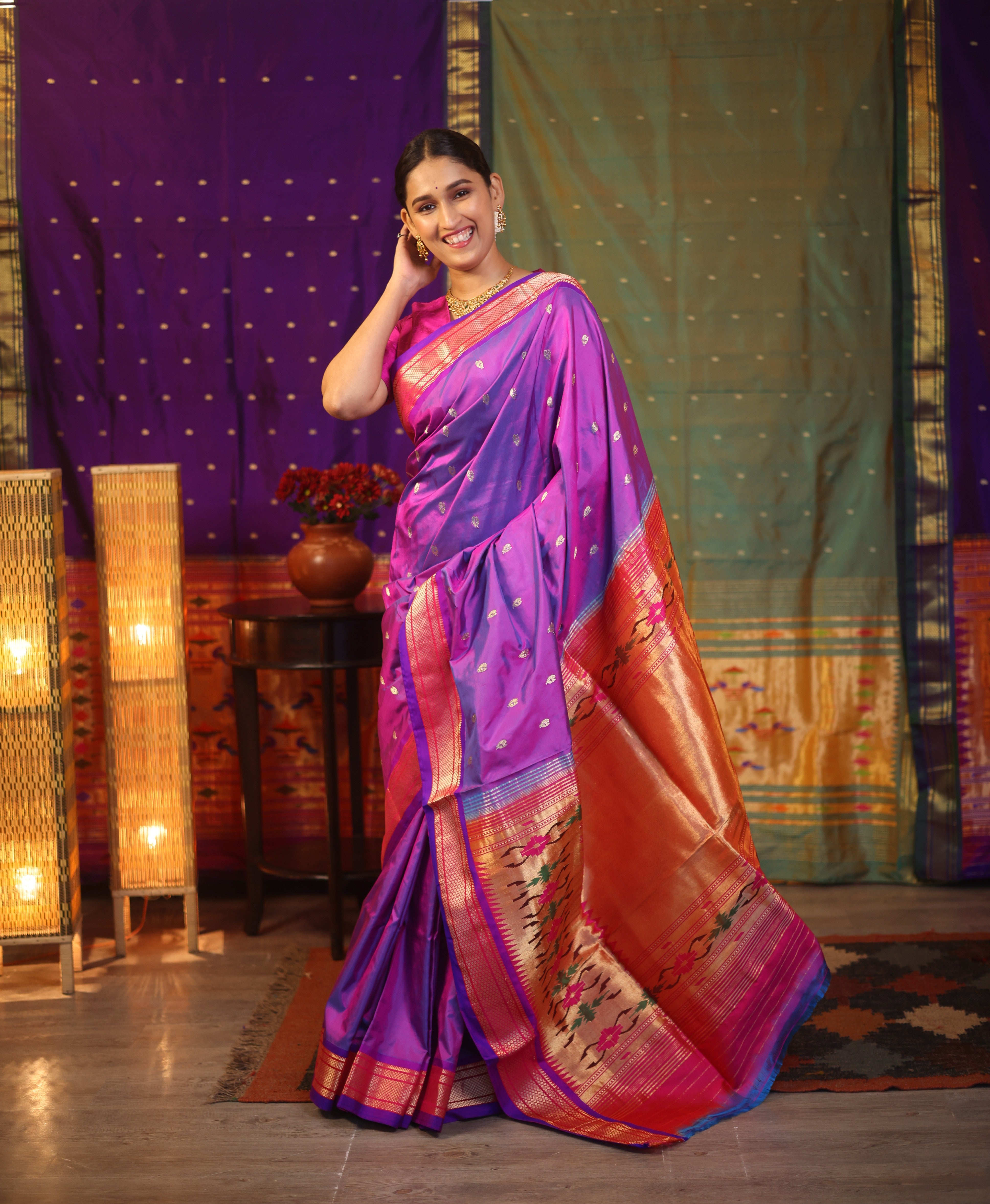 Purple Silk Paithani Saree - SRPSPS583