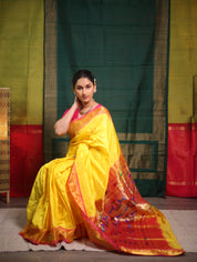 Yellow Silk Paithani Saree - SRYSPS722