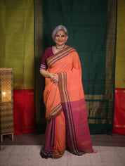 Peach Stripe Cotton Ilkal Saree - SRPSCIS662