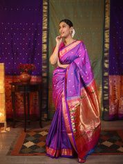 Purple Silk Paithani Saree - SRPSPS583