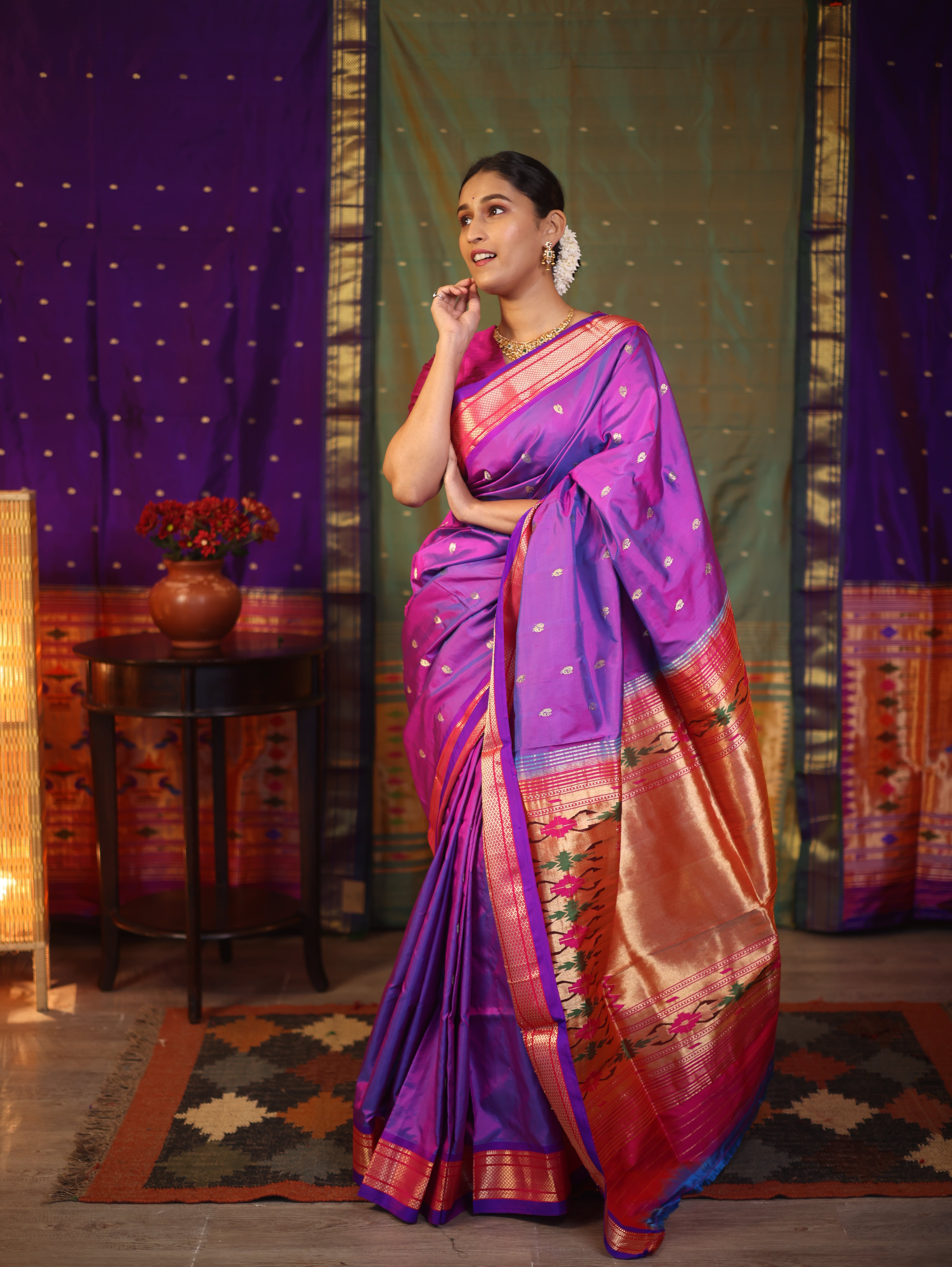 Purple Silk Paithani Saree - SRPSPS583