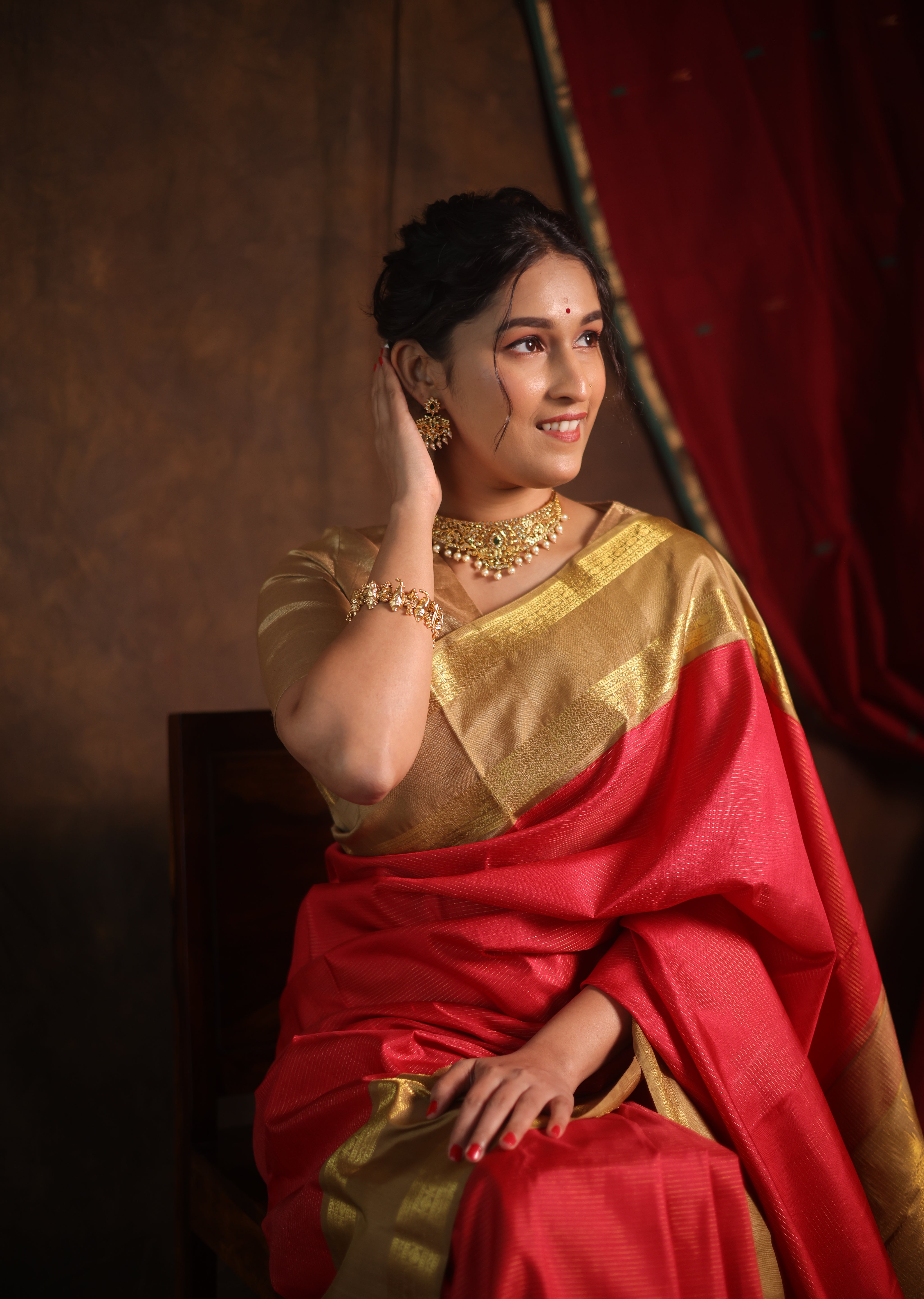 Red Kanjivaram Silk Saree - SRRKSS932