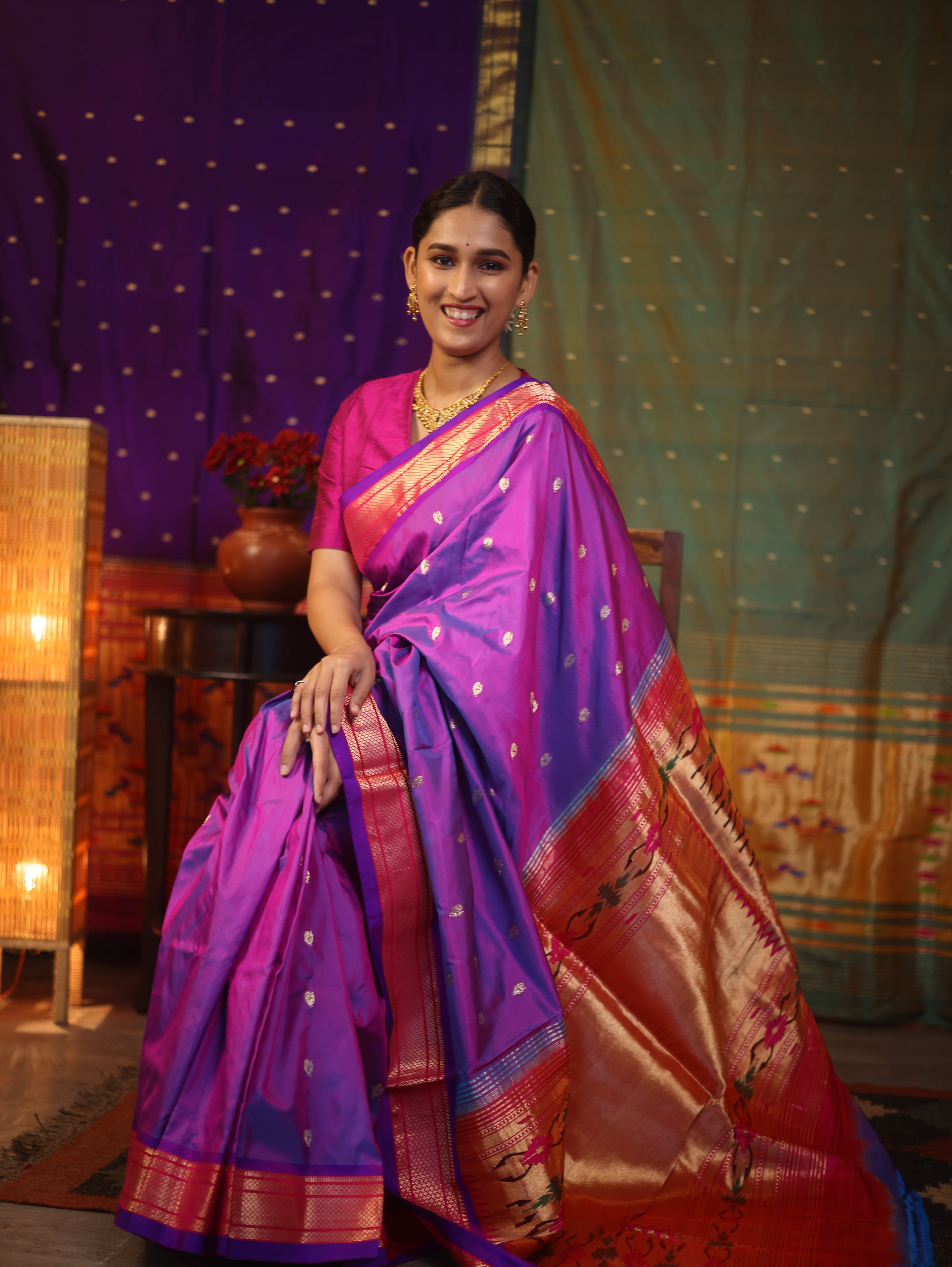 Purple Silk Paithani Saree - SRPSPS583