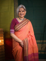 Peach Stripe Cotton Ilkal Saree - SRPSCIS662