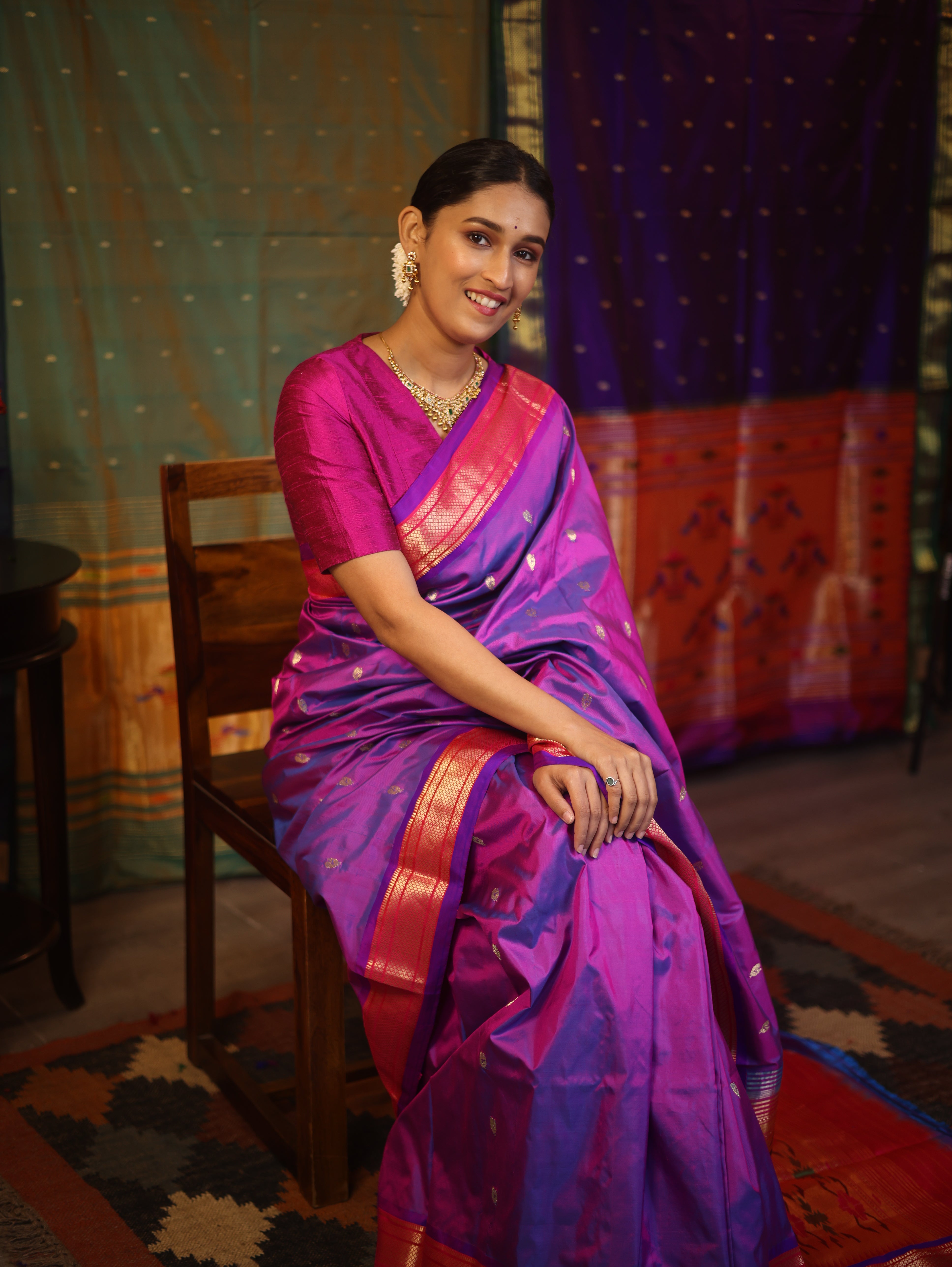 Purple Silk Paithani Saree - SRPSPS583