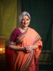 Peach Stripe Cotton Ilkal Saree - SRPSCIS662