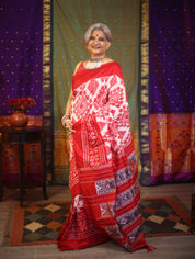 Red Pochampalli Silk Ikat Saree-SRRPSIS107