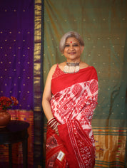 Red Pochampalli Silk Ikat Saree-SRRPSIS107