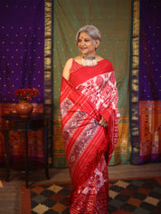 Red Pochampalli Silk Ikat Saree-SRRPSIS107