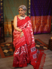 Red Pochampalli Silk Ikat Saree-SRRPSIS107