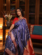 Royal Blue Banarasi Silk Saree-SRRBBSS630