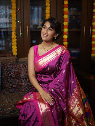 Purple Silk Paithani Saree - SRGSPS394