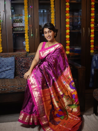 Purple Silk Paithani Saree - SRGSPS394