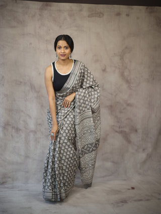 Grey HBP Cotton Saree - SRGCS1880