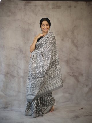 Grey HBP Cotton Saree - SRGCS1880