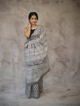 Grey HBP Cotton Saree - SRGCS1880