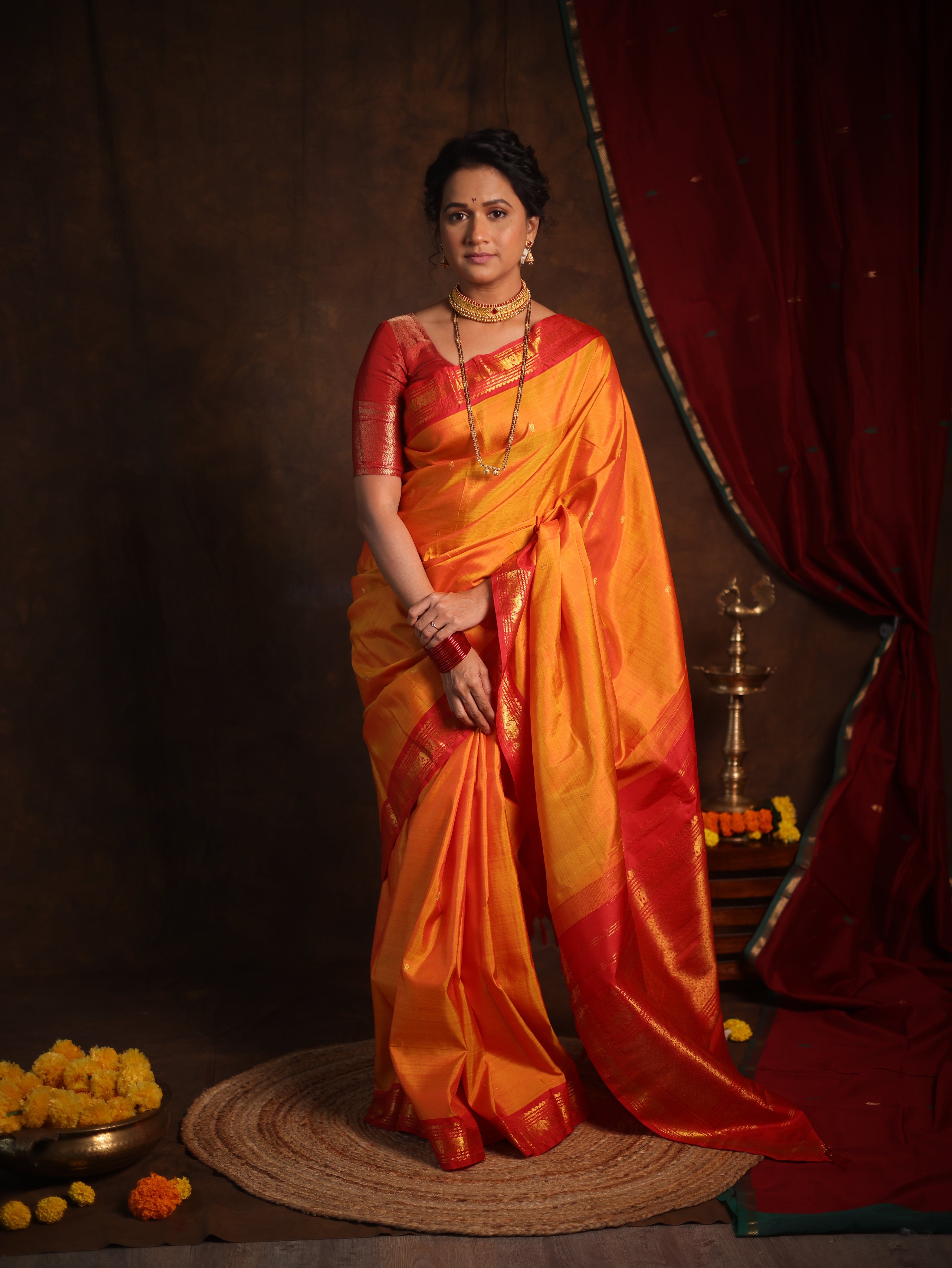 Golden Yellow Kanjivaram Silk Saree - SRGYKSS989
