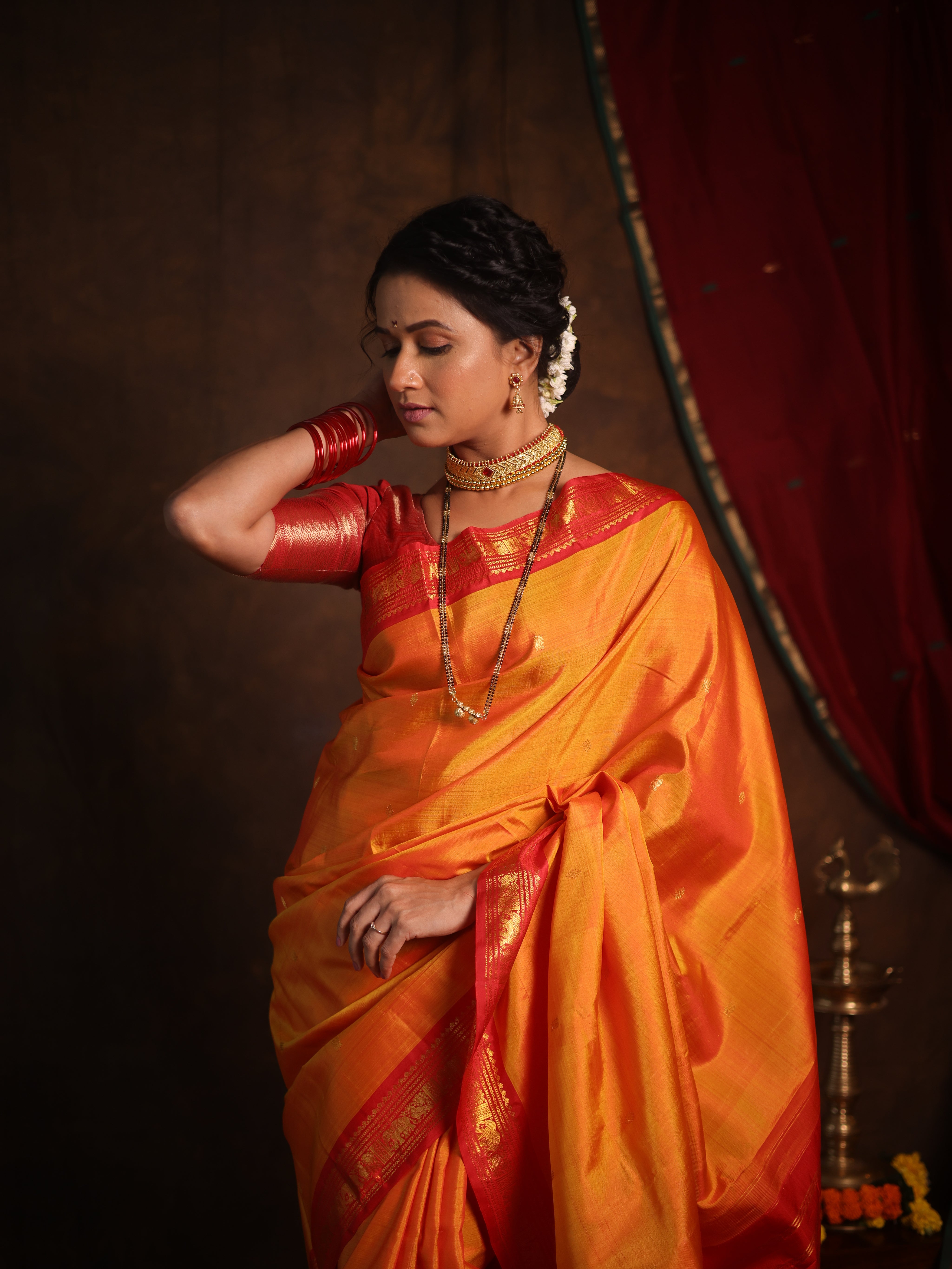 Golden Yellow Kanjivaram Silk Saree - SRGYKSS989