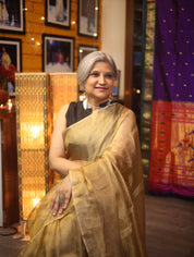 Golden Gray Tissue Tussar Silk Saree - SRGGTTSS380