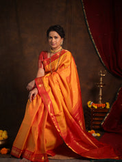 Golden Yellow Kanjivaram Silk Saree - SRGYKSS989