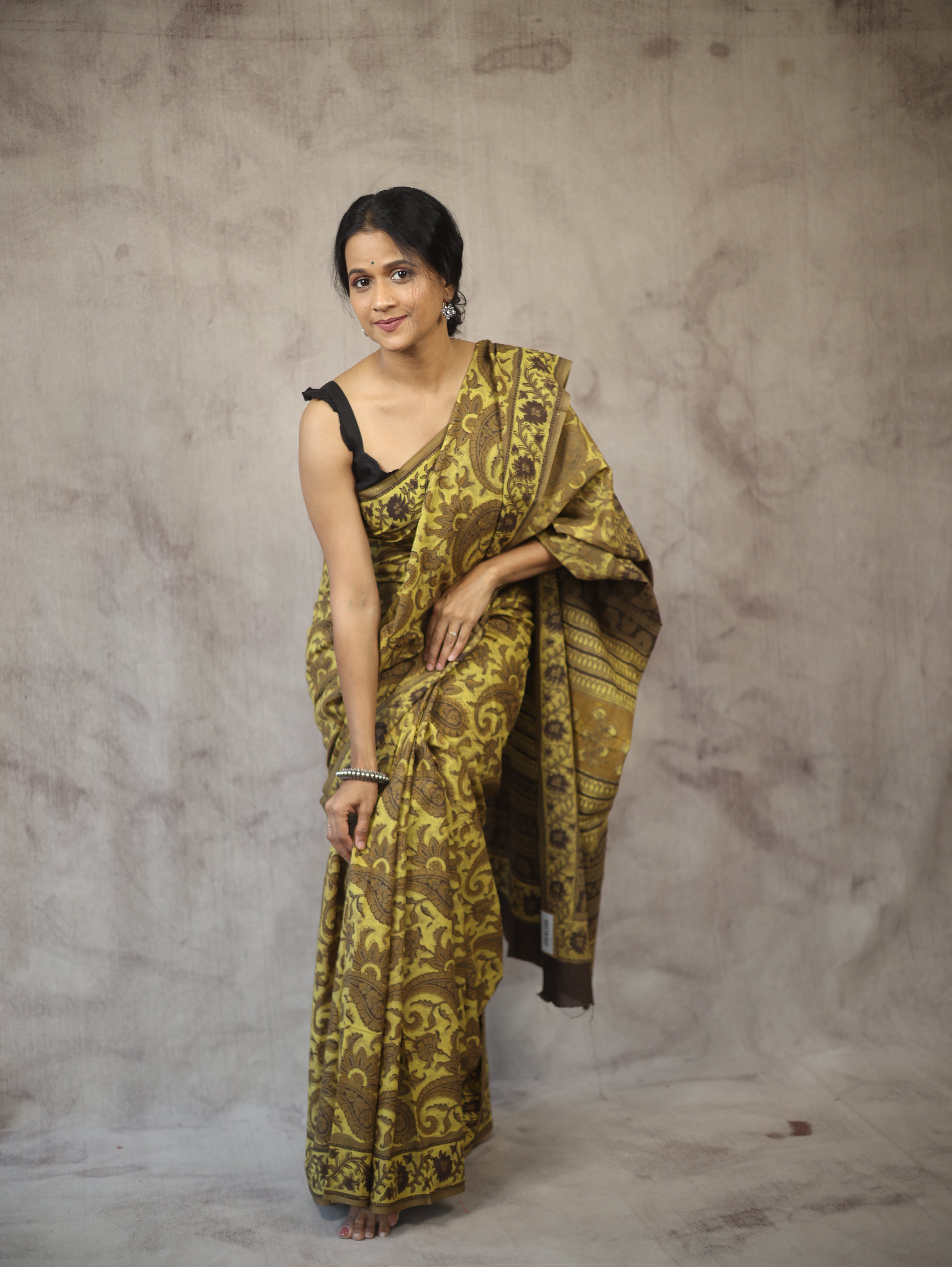 Yellow-Kashish HBP Cotton Saree - SRYKCS1778