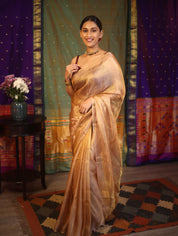 Golden Mauve  Tissue Tussar Silk Saree - SRGMTTSS386