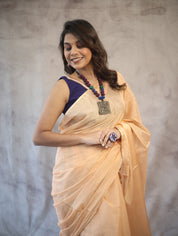 Peach Maheshwari Tissue Saree - SRPMTS125EX