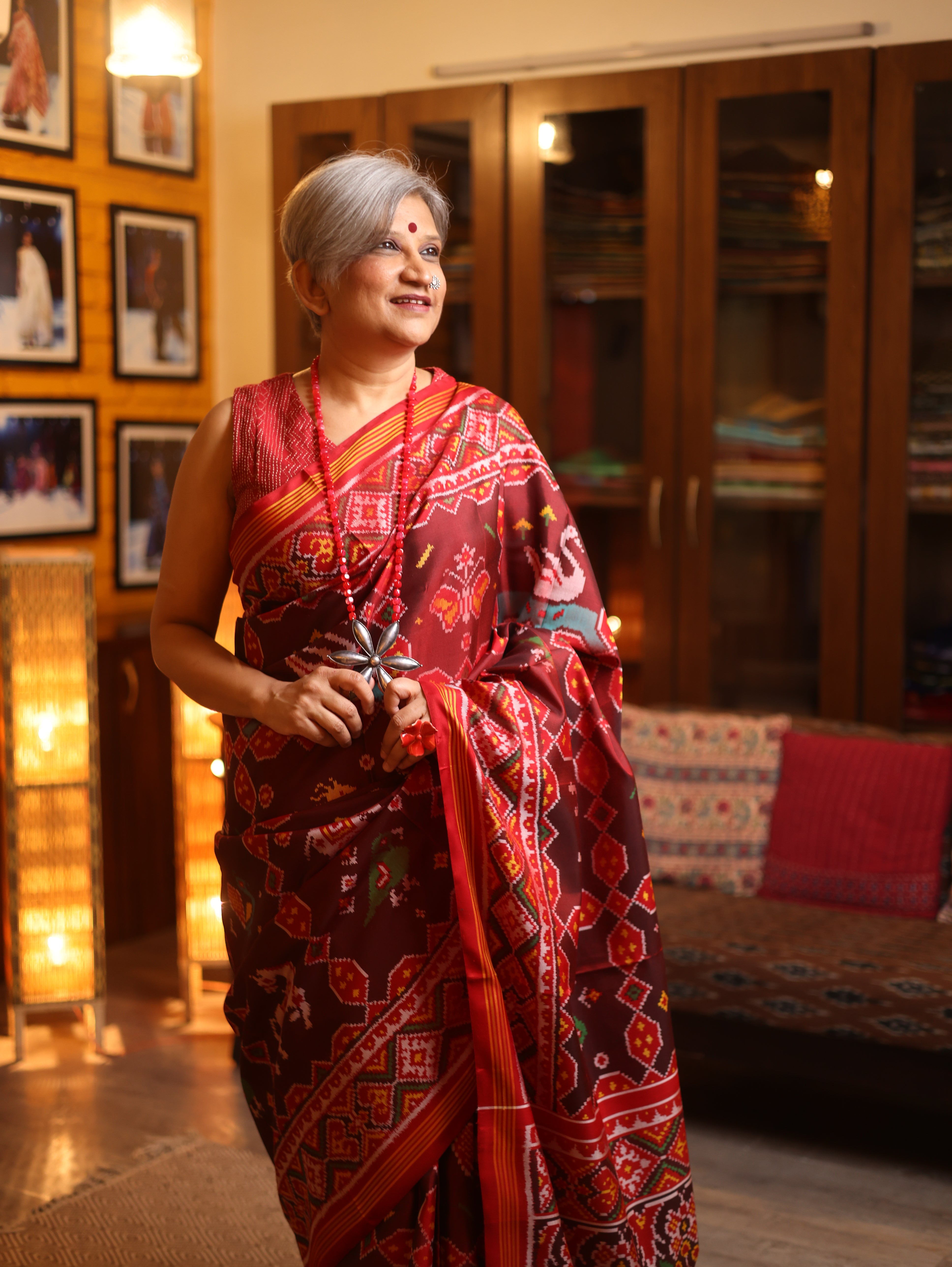 Deep Maroon Rajkot Patola Silk Saree - SRDMRPSS142