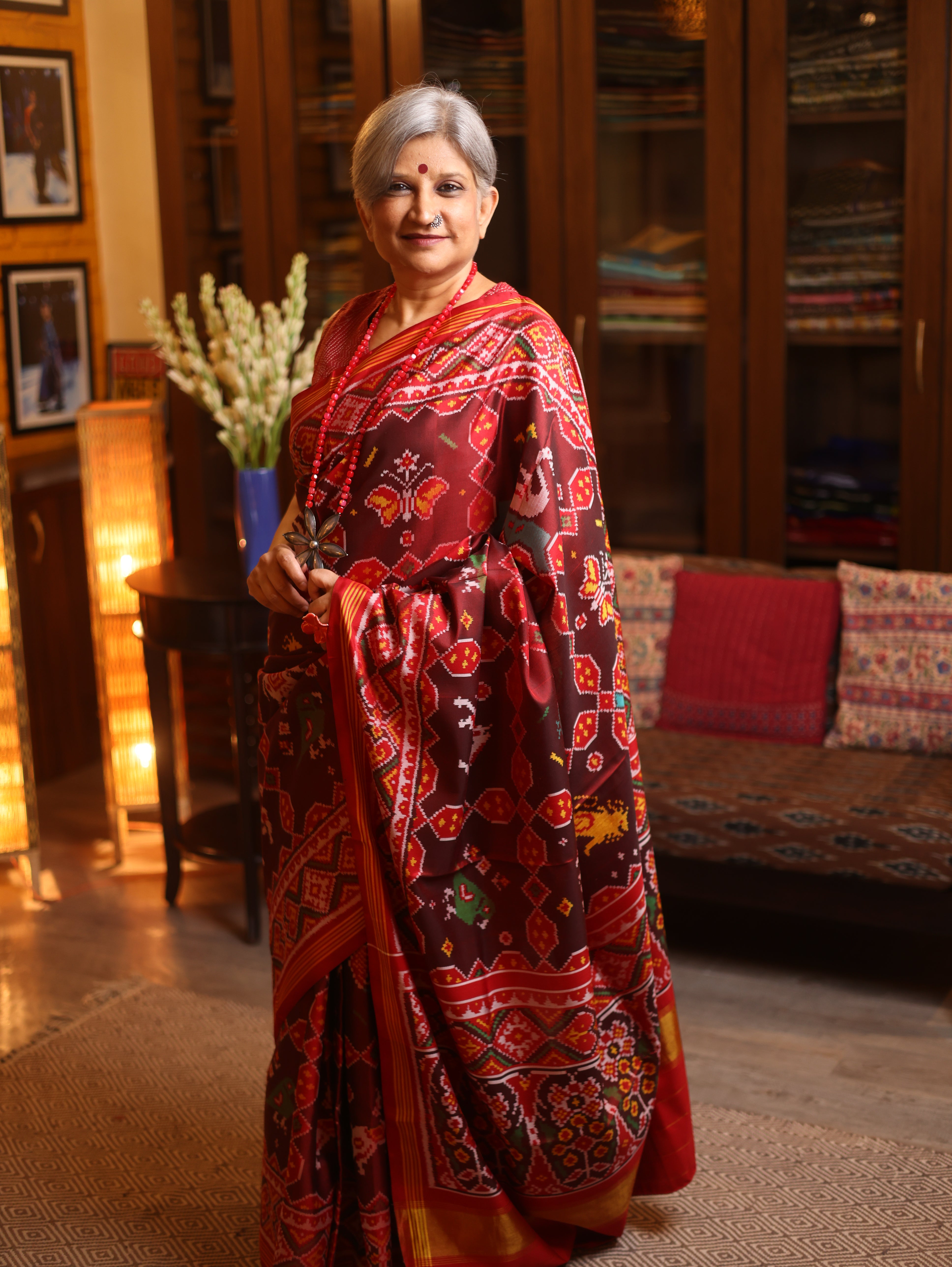 Deep Maroon Rajkot Patola Silk Saree - SRDMRPSS142