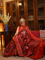 Deep Maroon Rajkot Patola Silk Saree - SRDMRPSS142