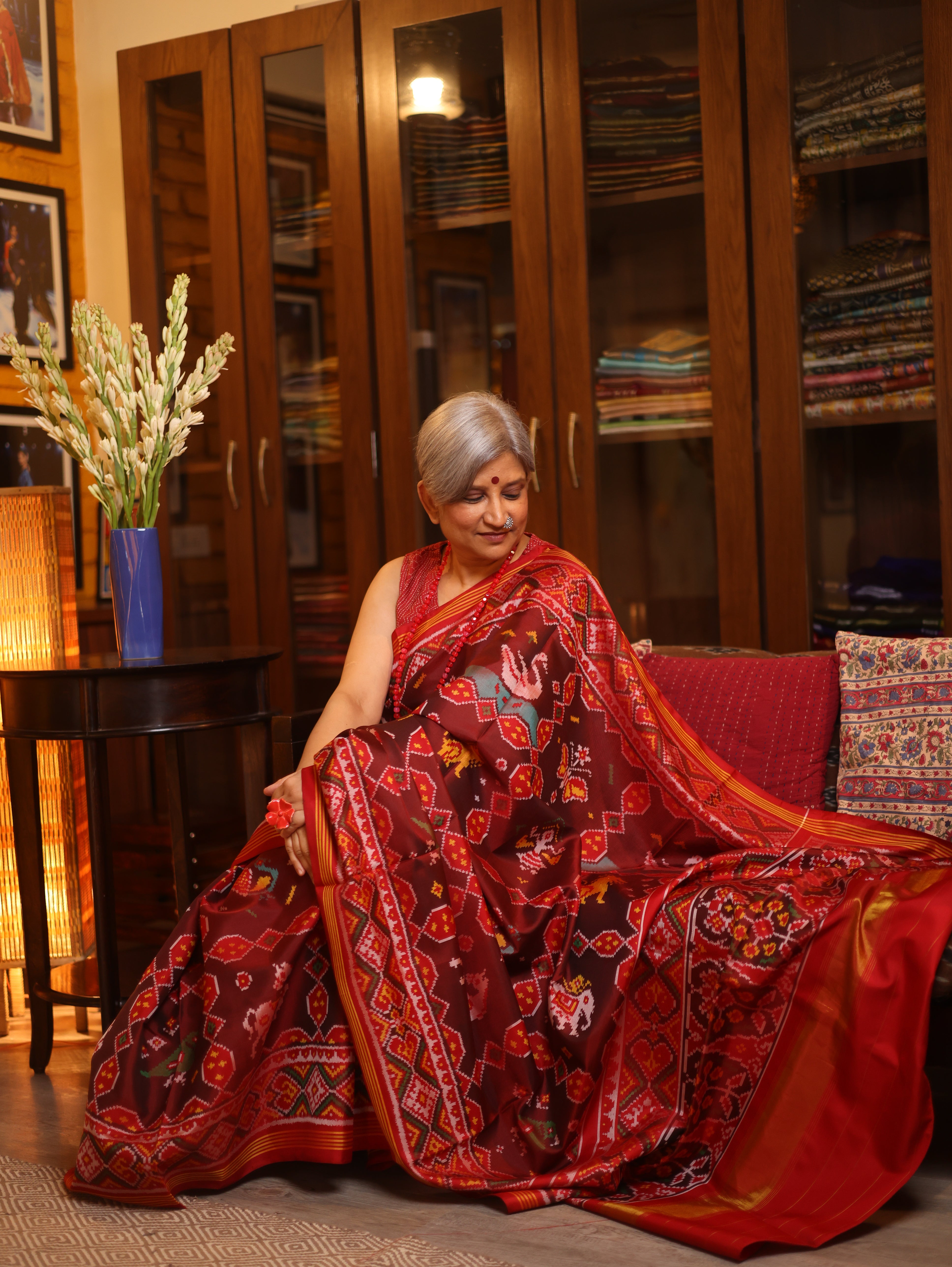 Deep Maroon Rajkot Patola Silk Saree - SRDMRPSS142