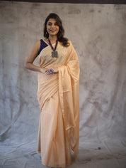 Peach Maheshwari Tissue Saree - SRPMTS125EX