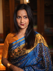 Peacock Blue Rajkot Patola Silk Saree-SRPBRPSS322