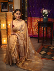 Golden Mauve  Tissue Tussar Silk Saree - SRGMTTSS386