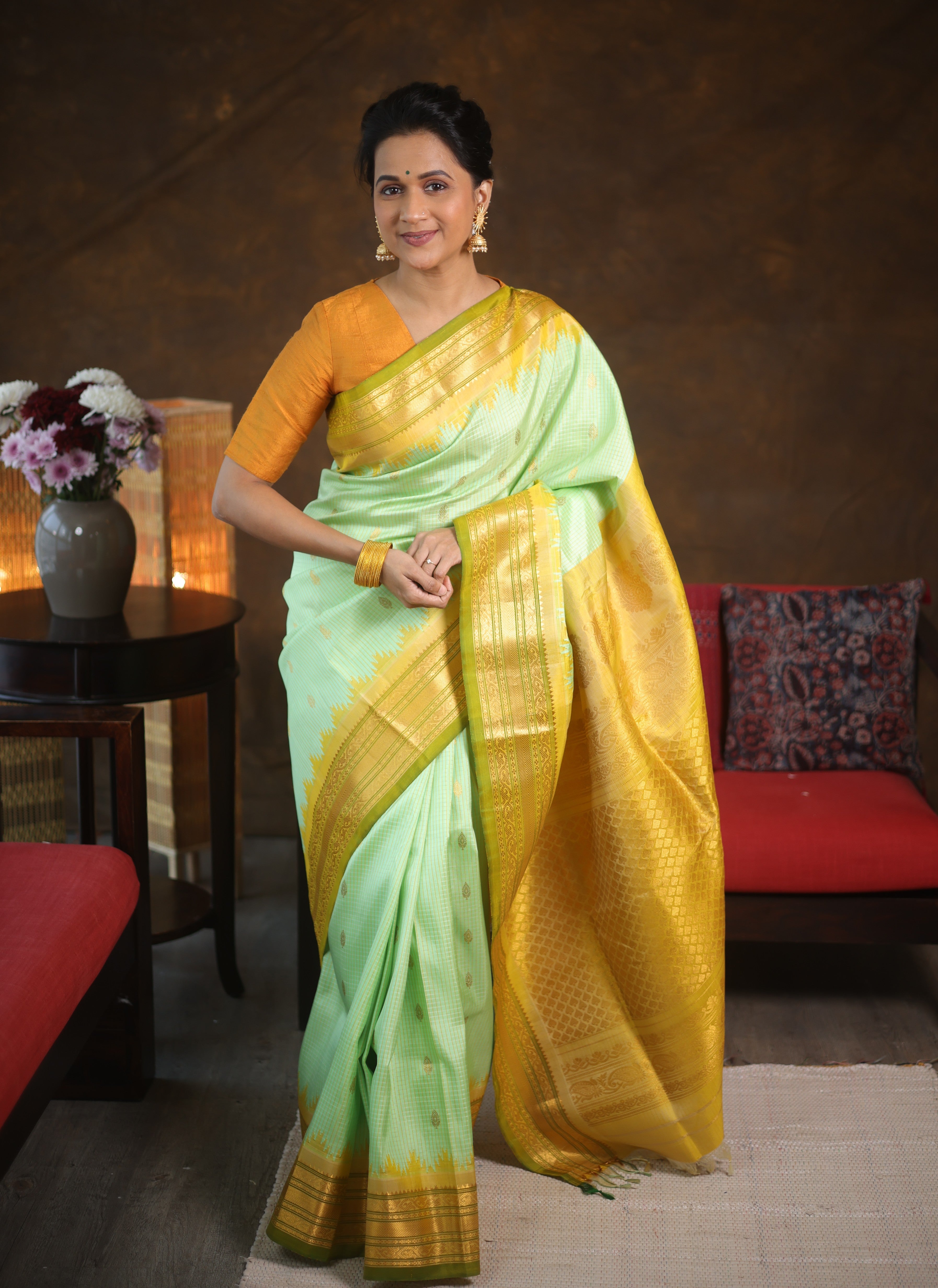 Pista Green Gadwal Silk Saree - SRPGGSS565