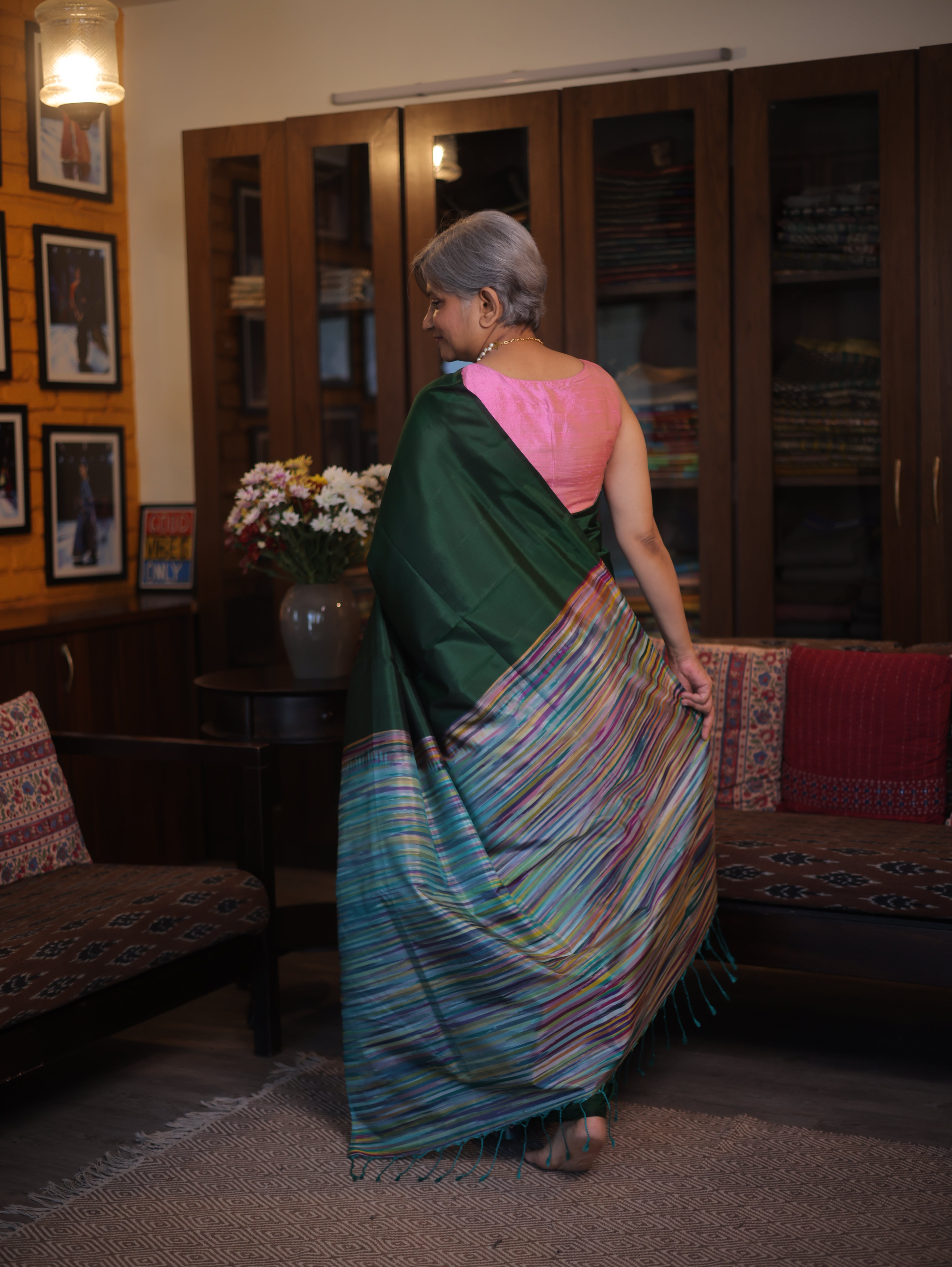 Bottle Green Soft Silk Saree - SRBGSSS390