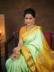 Pista Green Gadwal Silk Saree - SRPGGSS565