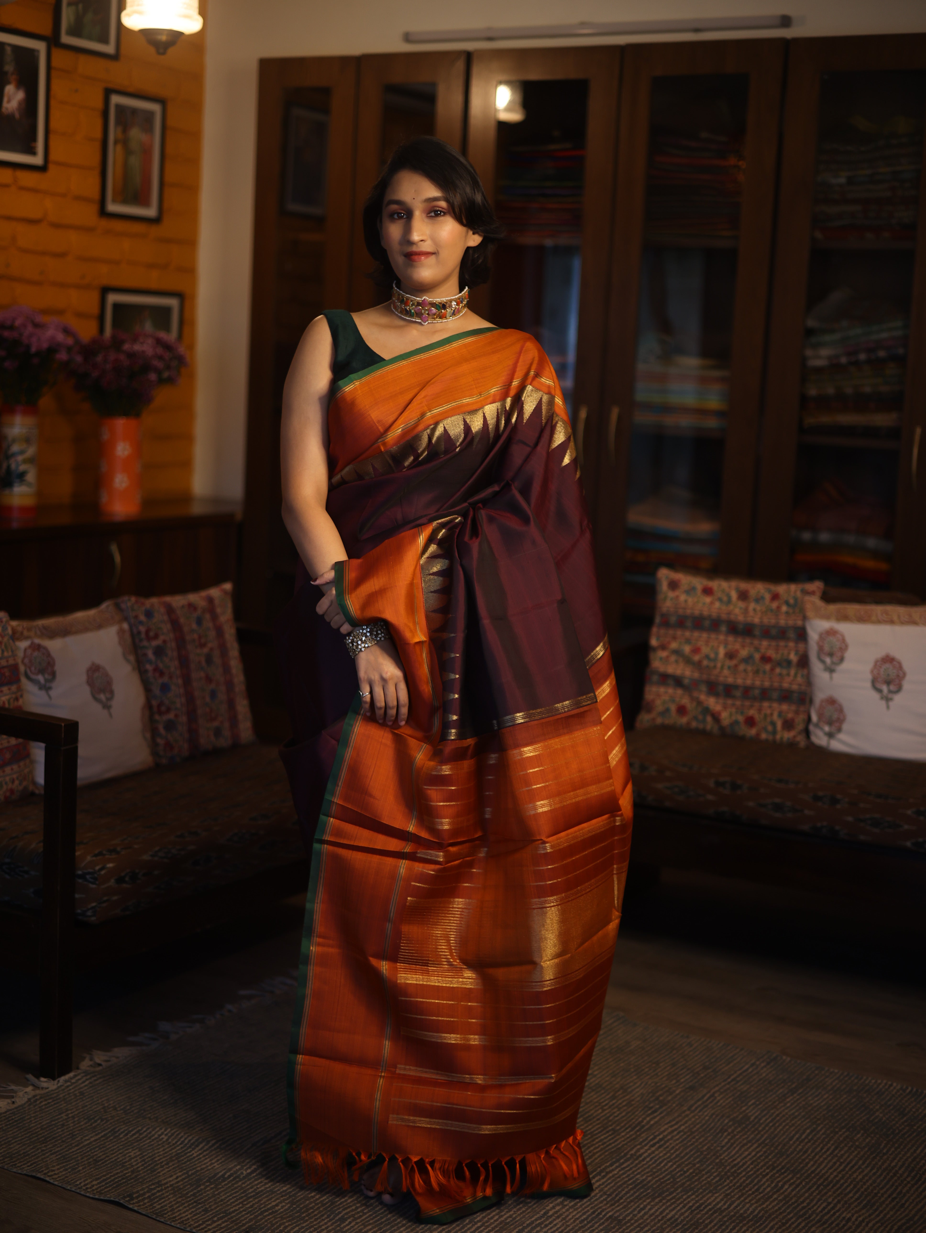 Coffee Brown Kanjeevaram Silk Saree-SRCBKSS244