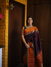 Coffee Brown Kanjeevaram Silk Saree-SRCBKSS244