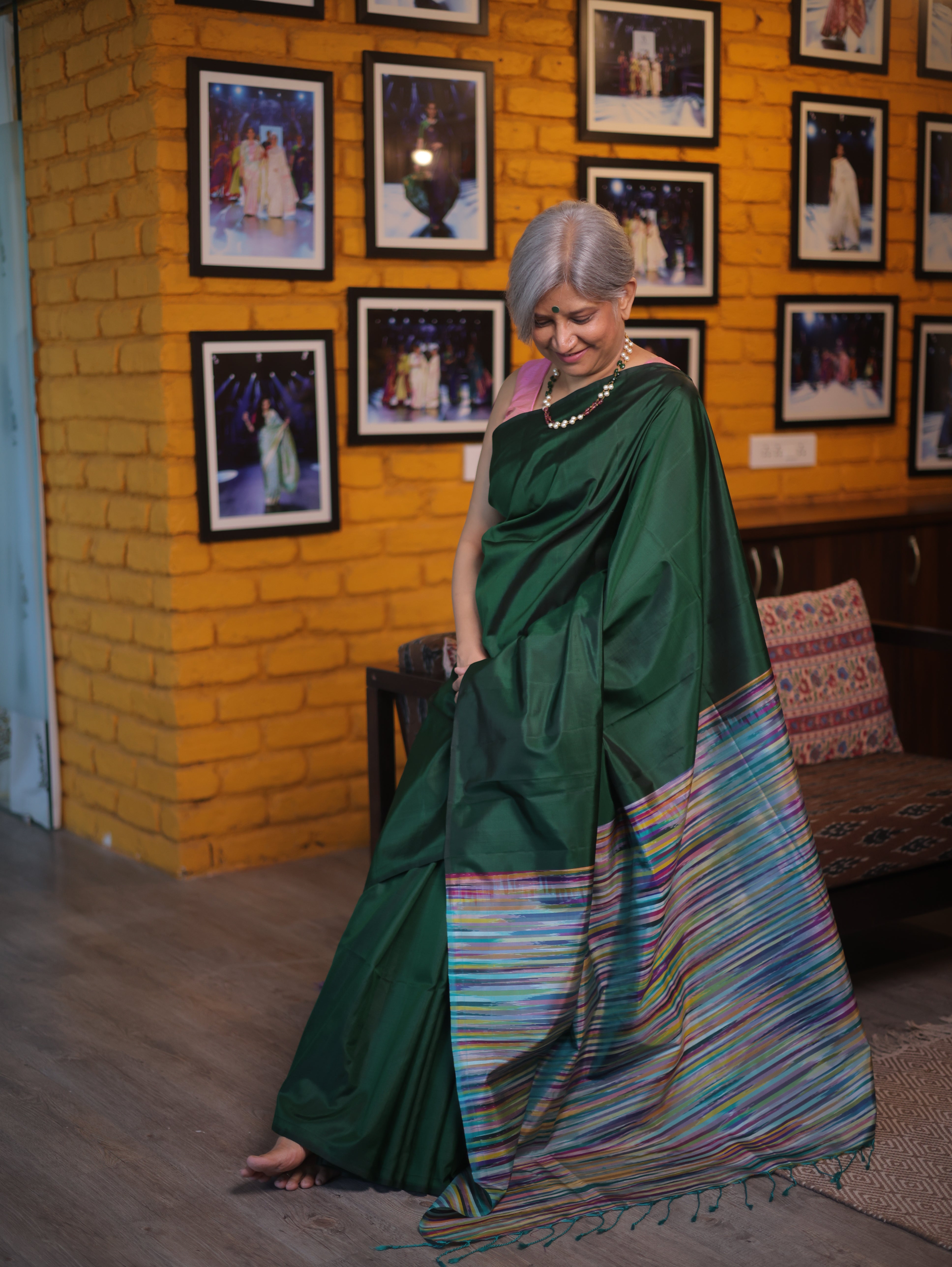 Bottle Green Soft Silk Saree - SRBGSSS390