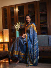 Peacock Blue Rajkot Patola Silk Saree-SRPBRPSS322