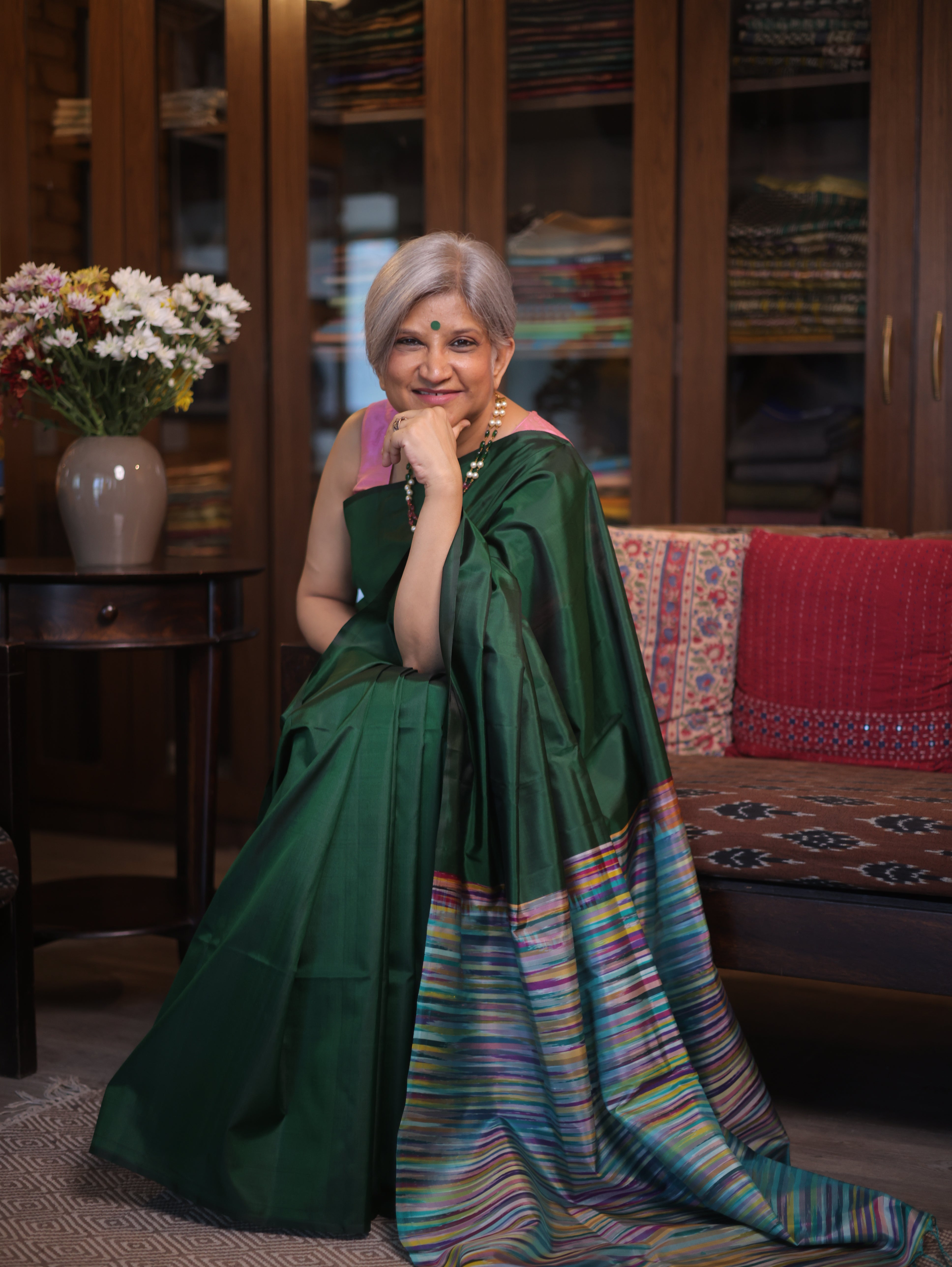 Bottle Green Soft Silk Saree - SRBGSSS390