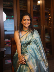 Blue Maheshwari Tissue Saree - SRBMTS448