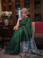 Bottle Green Soft Silk Saree - SRBGSSS390