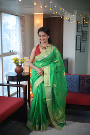 Green Chanderi Cotton Silk Saree - SRGCSS432